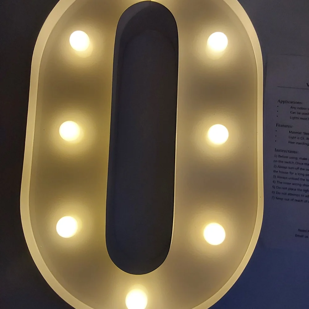 Metal White 0 Number AA Battery Light Up Wall (41)